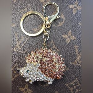 Gold and Brown Hedgehog Keychain Bag Charm